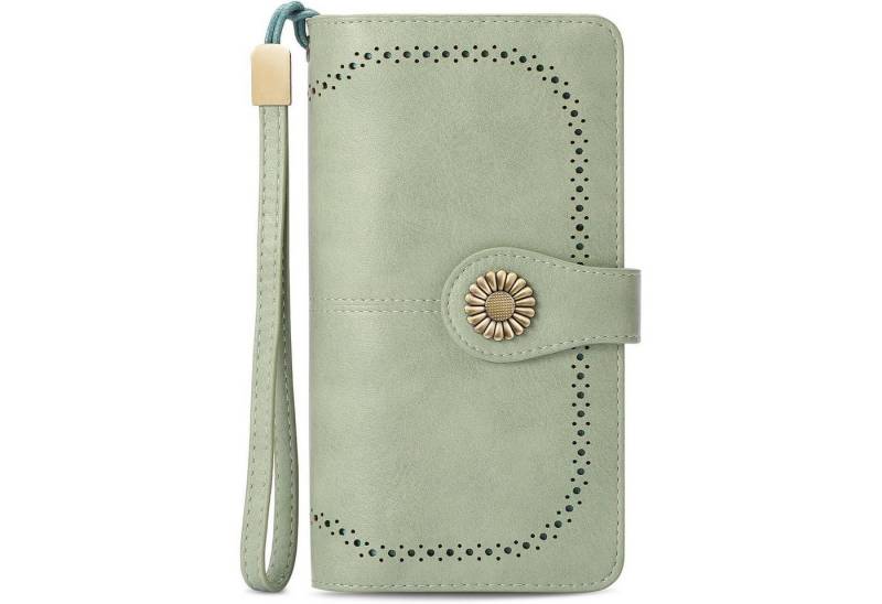 LuxusKollektion Handtasche Damen Geldbörse Leder RFID Schutz Viele Fächer Handyfach Grün von LuxusKollektion