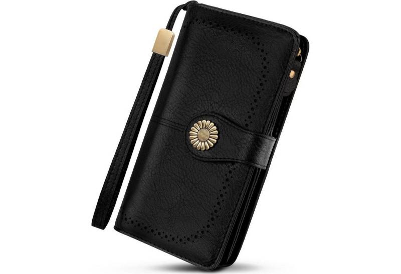 LuxusKollektion Handtasche Damen Geldbörse Leder Schwarz RFID Schutz 25 Kartenfächer von LuxusKollektion