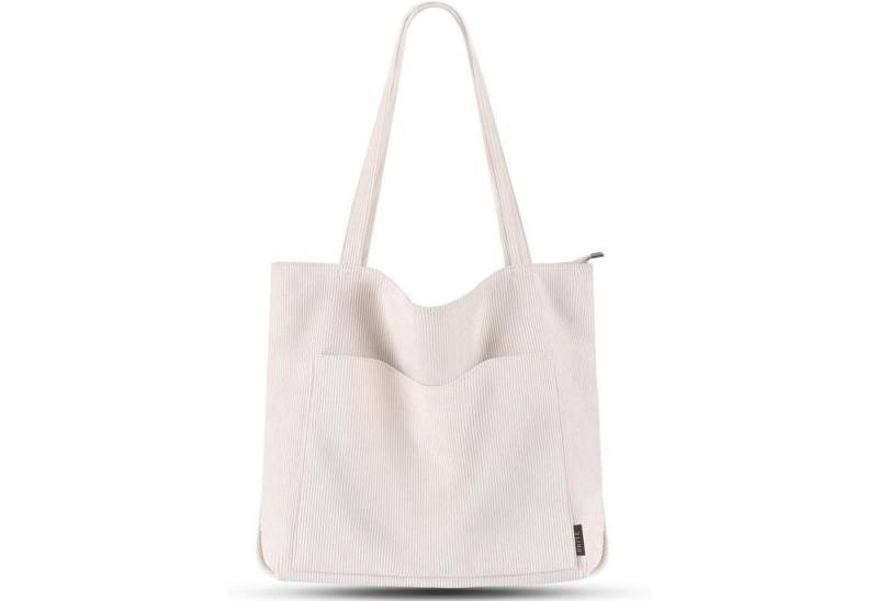 LuxusKollektion Handtasche Damen Handtasche Groß Cord Umhängetasche Beige Shopper Tote Bag von LuxusKollektion