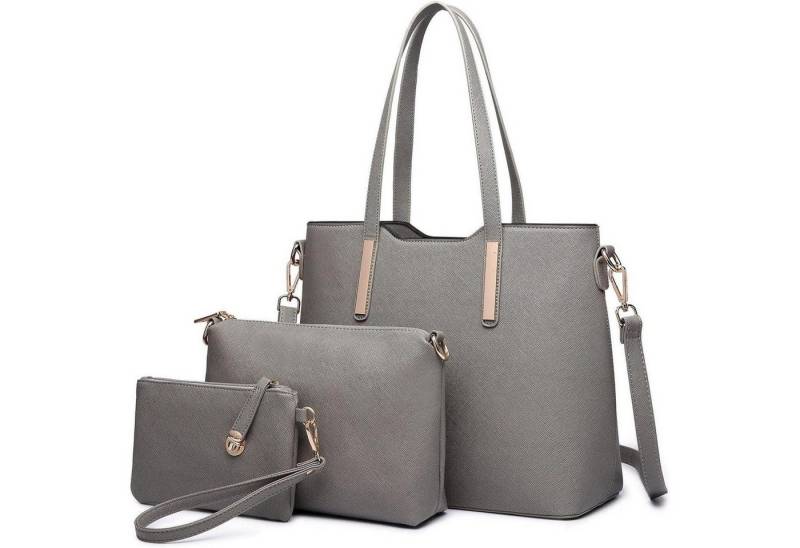 LuxusKollektion Handtasche Damen Handtasche PU Leder Shopper 3-teiliges Set groß elegant von LuxusKollektion