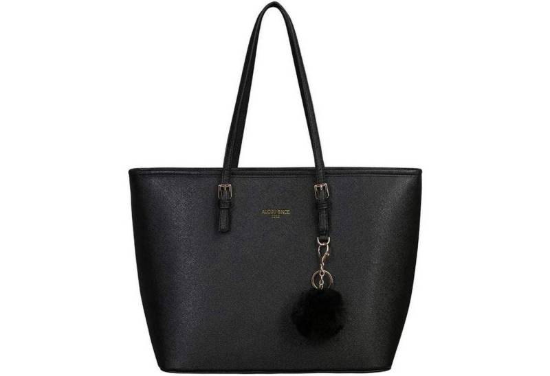 LuxusKollektion Handtasche Damen Handtasche Schwarz Shopper Leder Groß Kaninchen Pelz Plüsch von LuxusKollektion
