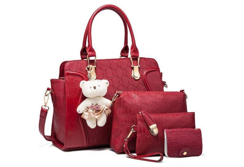 LuxusKollektion Handtasche Damen Handtasche Set 4-teilig PU Leder Elegant Geldbörse Umhängetasche von LuxusKollektion