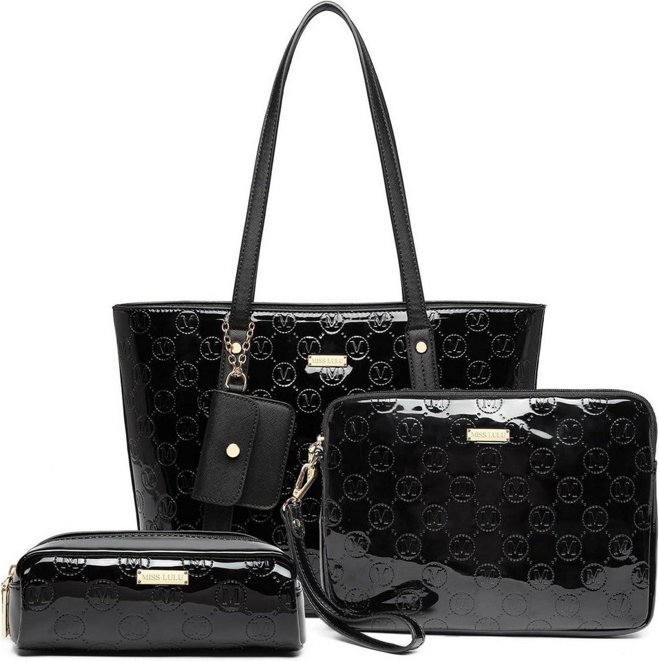 LuxusKollektion Handtasche Damen Handtasche Shopper Mittelgroß Schultertaschen Set - Schwarz LuxusKollektion Handtasche Damen Handtasche Shopper Mittelgroß Schultertaschen Set - Schwarz von LuxusKollektion