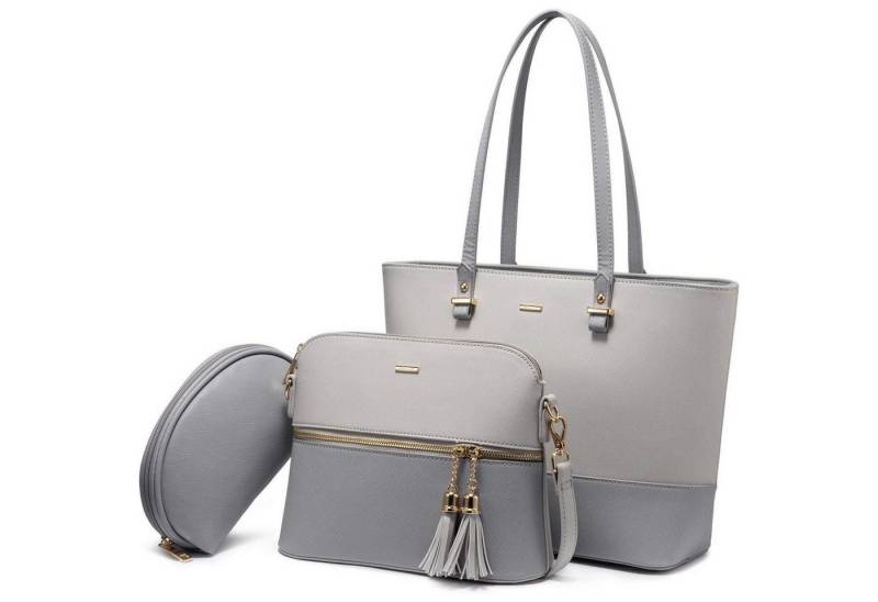 LuxusKollektion Handtasche Damen Handtasche Shopper Schultertasche Groß Leder 3-teiliges Set von LuxusKollektion