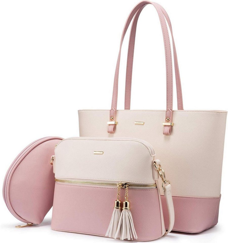 LuxusKollektion Handtasche Damen Handtasche Shopper Schultertasche Leder 3-teilig groß Set LuxusKollektion Handtasche Damen Handtasche Shopper Schultertasche Leder 3-teilig groß Set von LuxusKollektion