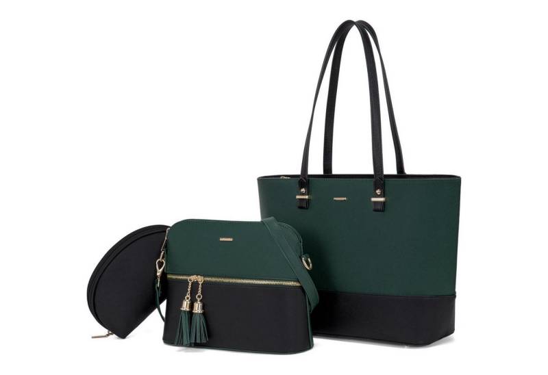 LuxusKollektion Handtasche Damen Handtasche Shopper Schultertasche Leder 3-teiliges Set von LuxusKollektion