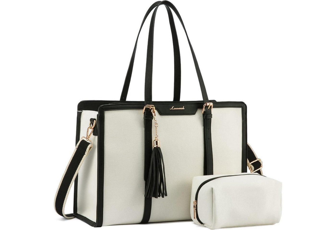 LuxusKollektion Handtasche Damen Laptop Handtasche 17 Zoll Canvas Schultertasche mit von LuxusKollektion