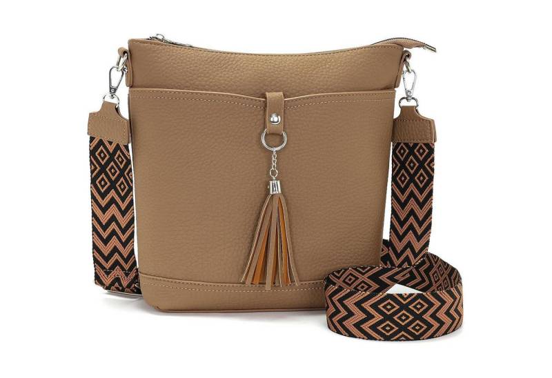 LuxusKollektion Handtasche Damen Umhängetasche Mittelgroß Schwarz Veganes Leder von LuxusKollektion