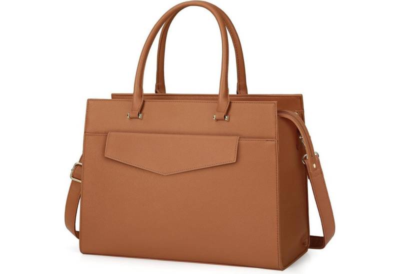 LuxusKollektion Handtasche Damentasche Groß PU Leder Wasserdicht Laptoptasche 15.6 Zoll Braun von LuxusKollektion
