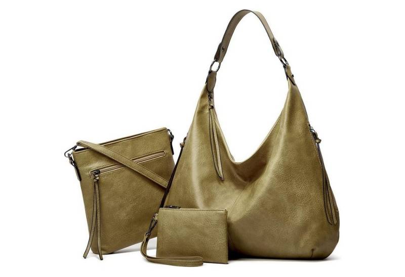 LuxusKollektion Handtasche Elegante Damen Handtasche Leder Set mit Geldbörse Hobo Shopper von LuxusKollektion