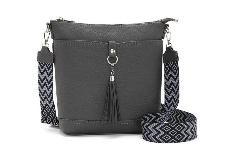 LuxusKollektion Handtasche Große Damen Umhängetasche Mittelgroß Schwarz Vegan Leder von LuxusKollektion