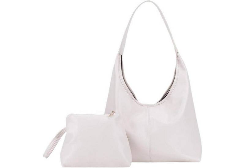 LuxusKollektion Handtasche Große Handtasche Damen Leder Schultertasche Beige mit Geldbörse von LuxusKollektion