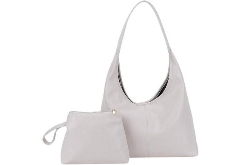 LuxusKollektion Handtasche Große Handtasche Damen Weiches Leder Tote Shopper Schultertasche Grau von LuxusKollektion