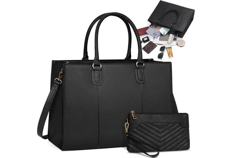 LuxusKollektion Handtasche Handtasche Damen 15,6 Zoll Shopper Groß Tote Clutch PU Leder von LuxusKollektion