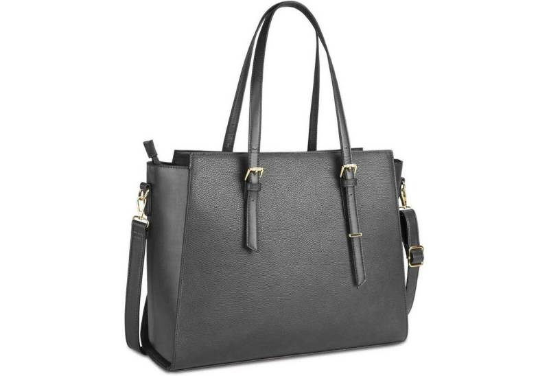 LuxusKollektion Handtasche Handtasche Damen Groß Schwarz Leder 15.6 Zoll Laptop Umhängetasche von LuxusKollektion