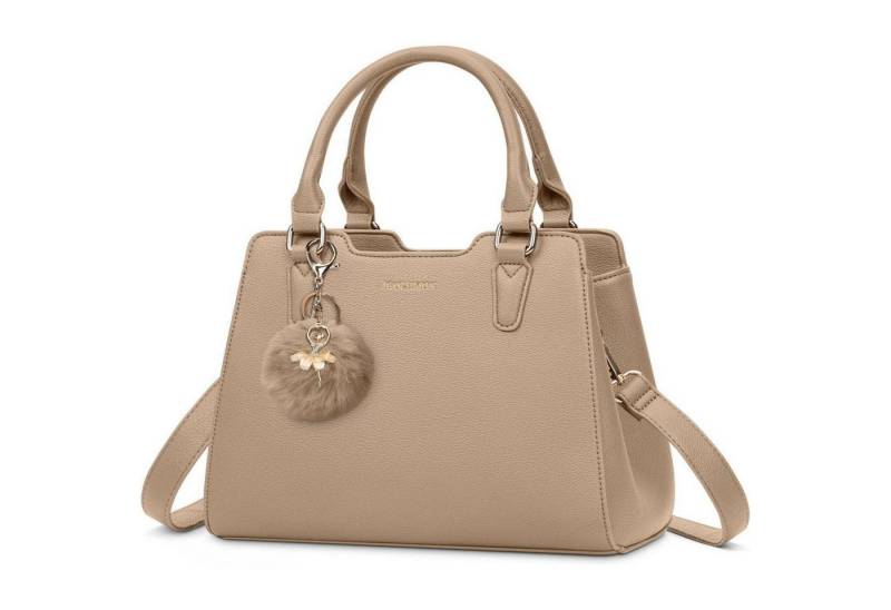 LuxusKollektion Handtasche Handtasche Damen Mittelgroß Leder Henkeltasche Schultertasche Khaki von LuxusKollektion