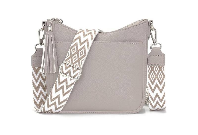 LuxusKollektion Handtasche Handtasche Damen Mittelgroß Umhängetasche Crossbody Bag Grau von LuxusKollektion