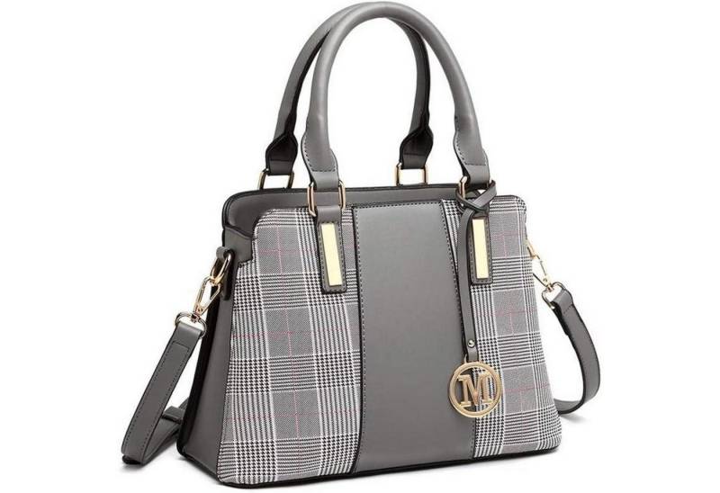 LuxusKollektion Handtasche Handtasche Damen PU Leder Schultergurt Abnehmbar VForm Büro M Grau-1 von LuxusKollektion