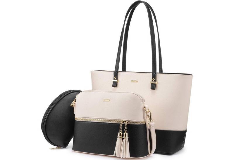 LuxusKollektion Handtasche Handtasche Damen Schultertasche 3-teiliges Set Shopper von LuxusKollektion