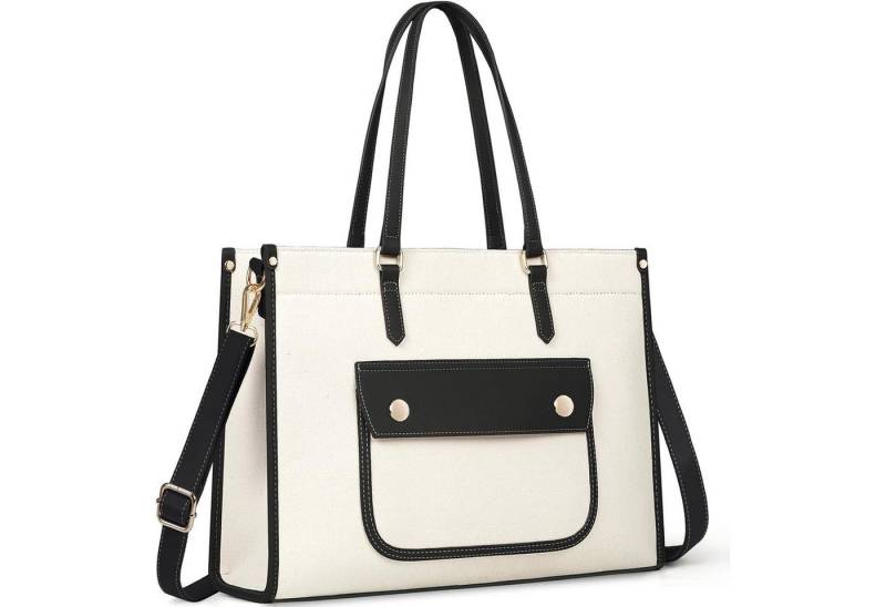 LuxusKollektion Handtasche Handtasche Damen Shopper Groß Canvas Laptoptasche 15,6 Zoll Tote Bag von LuxusKollektion