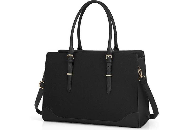 LuxusKollektion Handtasche Handtasche Damen Shopper Schwarz PU Leder Laptoptasche 15.6 Zoll von LuxusKollektion