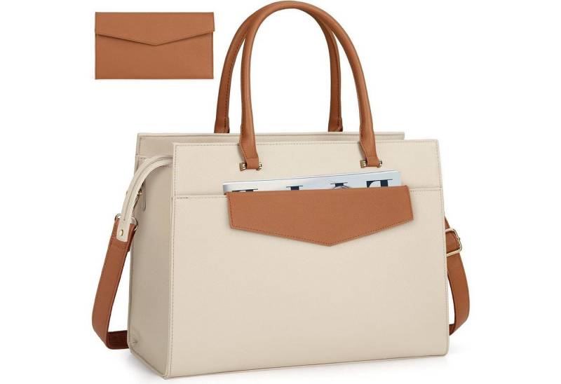 LuxusKollektion Handtasche Handtasche Damen Umhängetasche 2 in 1 Laptoptasche 15.6 Zoll Groß PU von LuxusKollektion