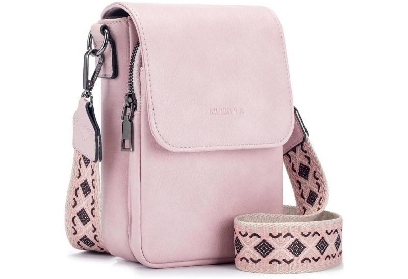 LuxusKollektion Handtasche Handytasche Umhängetasche RFID Damen Leder Gurt abnehmbar Z-pink von LuxusKollektion