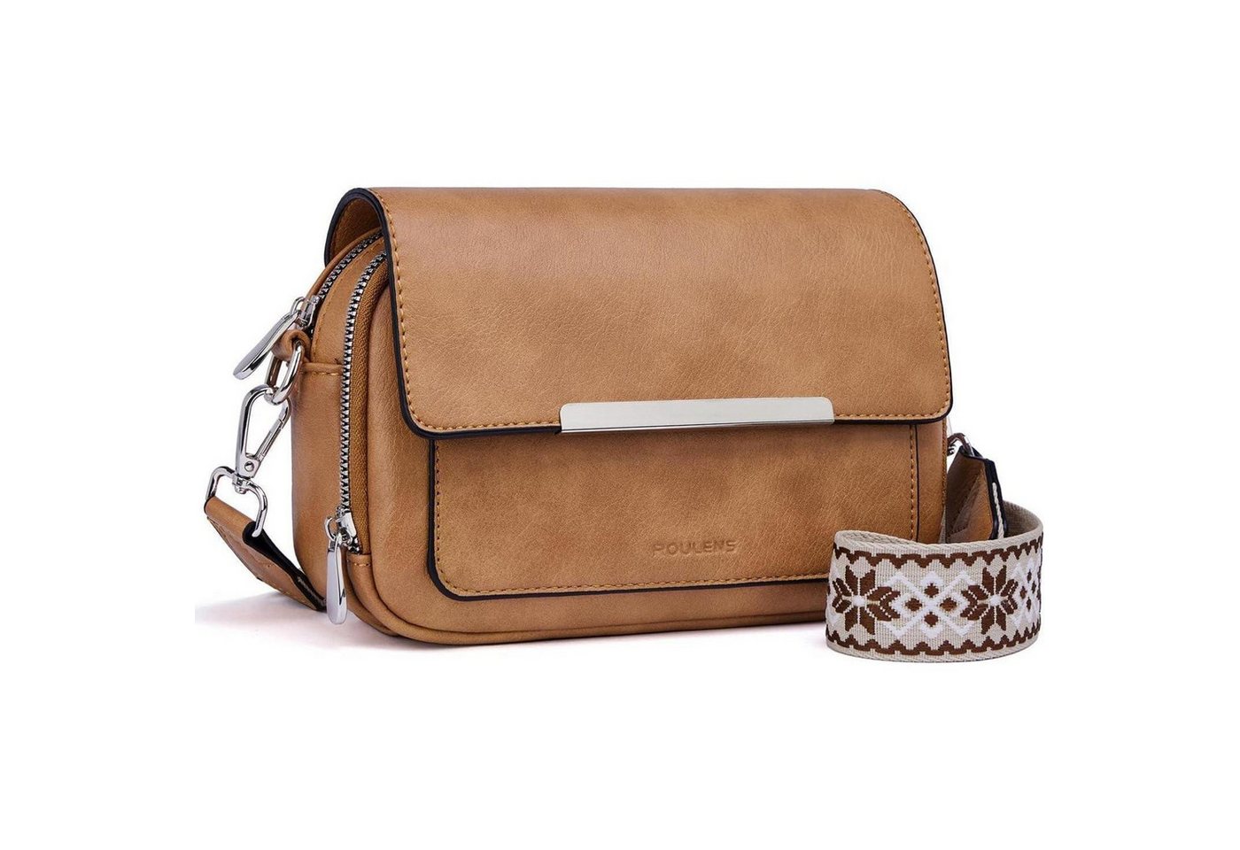 LuxusKollektion Handytasche Damen Handy Umhängetasche Vegan Leder Crossbody Schultertasche Beige von LuxusKollektion