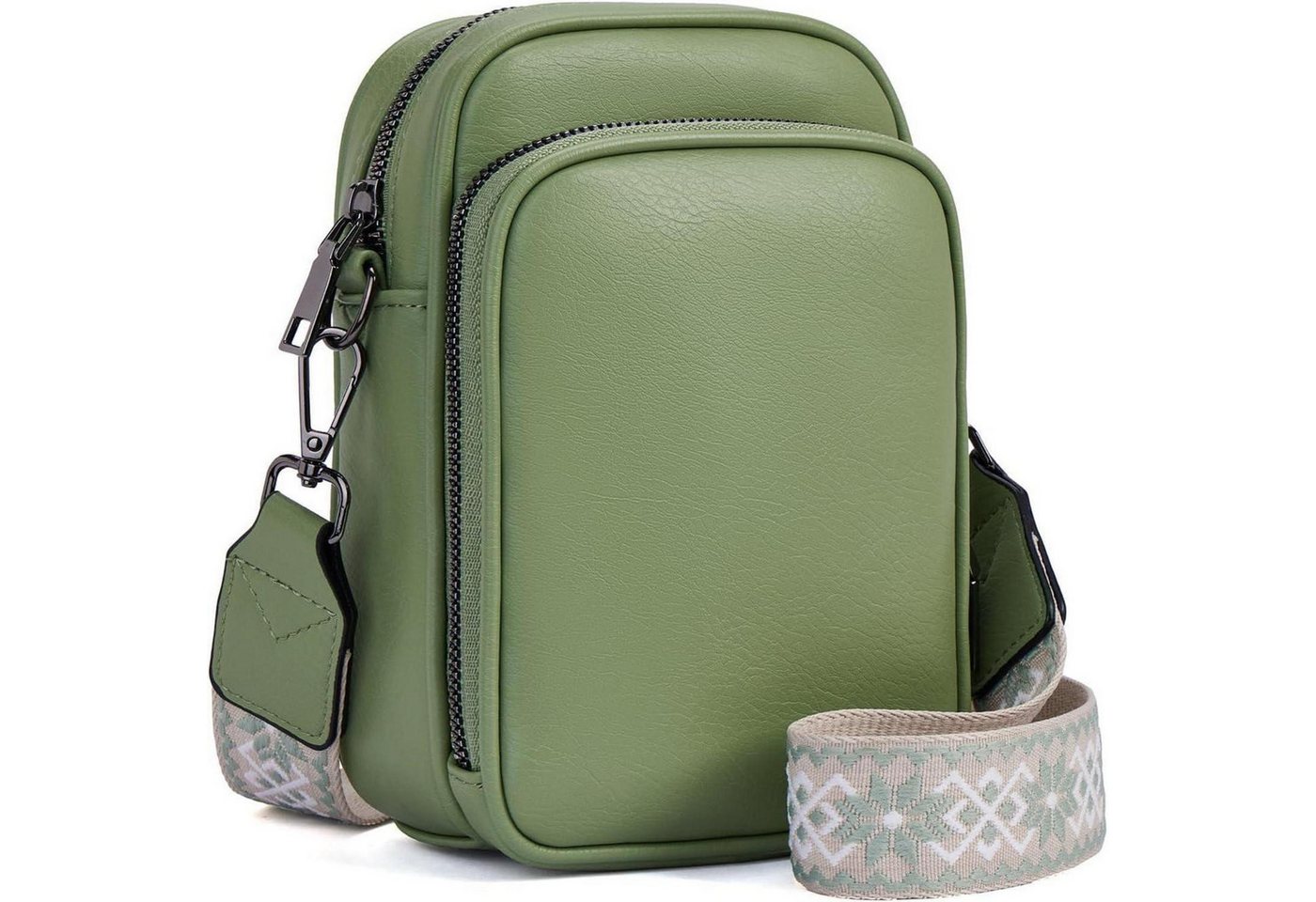 LuxusKollektion Handytasche Handy Umhängetasche RFID Blockierung Leder Damen B-hellgrün von LuxusKollektion