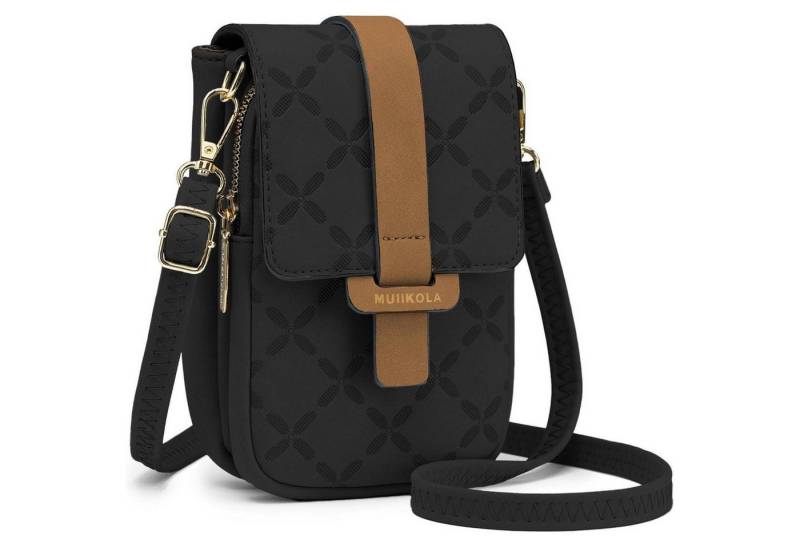 LuxusKollektion Handytasche Handytasche Umhängetasche RFID Damen Leder groß Schwarzbraun von LuxusKollektion