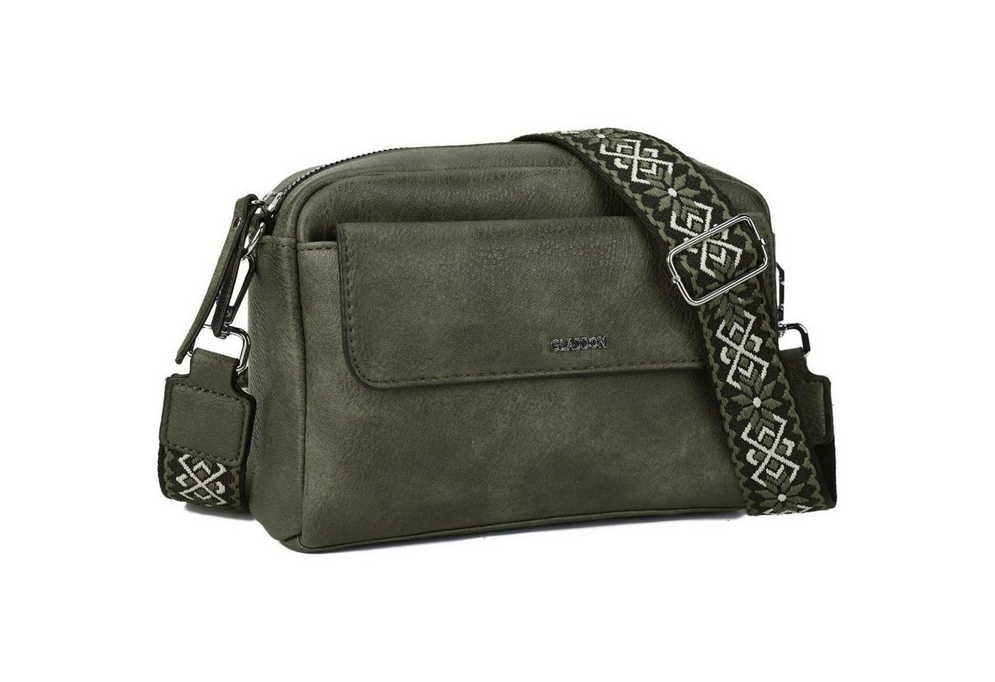 LuxusKollektion Handytasche Umhängetasche Damen PU Leder Crossbody Riemen abnehmbar Oliv-grün von LuxusKollektion