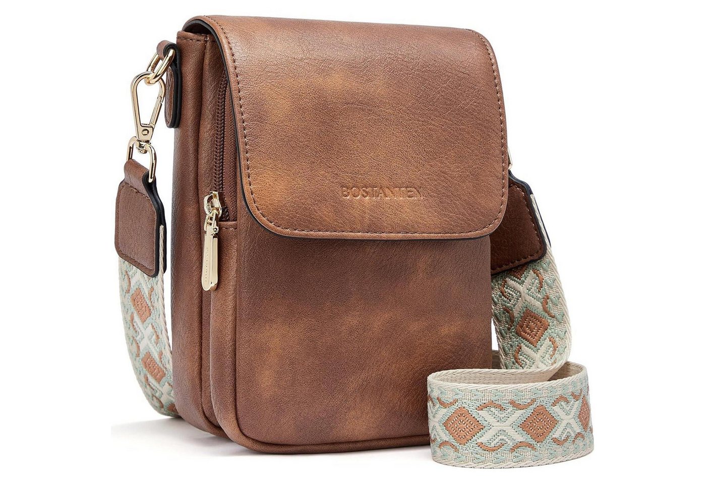 LuxusKollektion Handytasche Umhängetaschen Damen Handytasche Leder Kartenfach klein Braun 3344 von LuxusKollektion