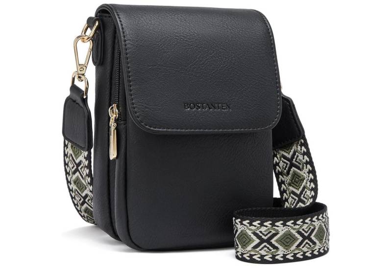 LuxusKollektion Handytasche Umhängetaschen Damen Handytasche Leder Kartenfächer Schwarz-3344 von LuxusKollektion