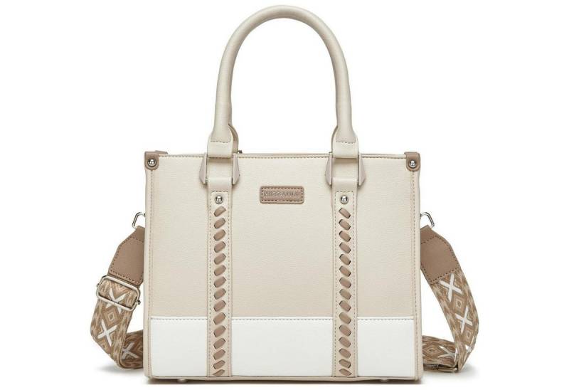 LuxusKollektion Henkeltasche Handtasche Damen Henkeltasche Innentaschen Lychee 4-2 Beige von LuxusKollektion