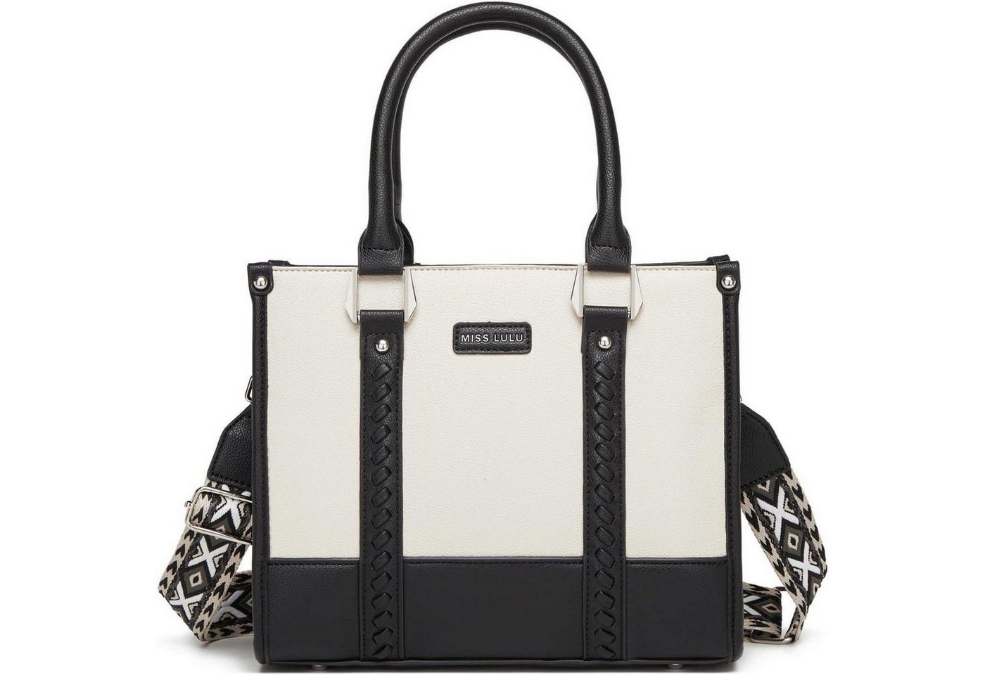 LuxusKollektion Henkeltasche Handtasche Damen Henkeltasche Lychee Innentaschen 4-1 Schwarz von LuxusKollektion