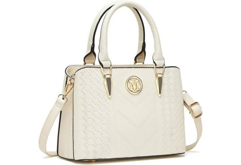 LuxusKollektion Henkeltasche Handtasche Damen Henkeltasche Lychee Muster Innentaschen 1-3 Beige von LuxusKollektion