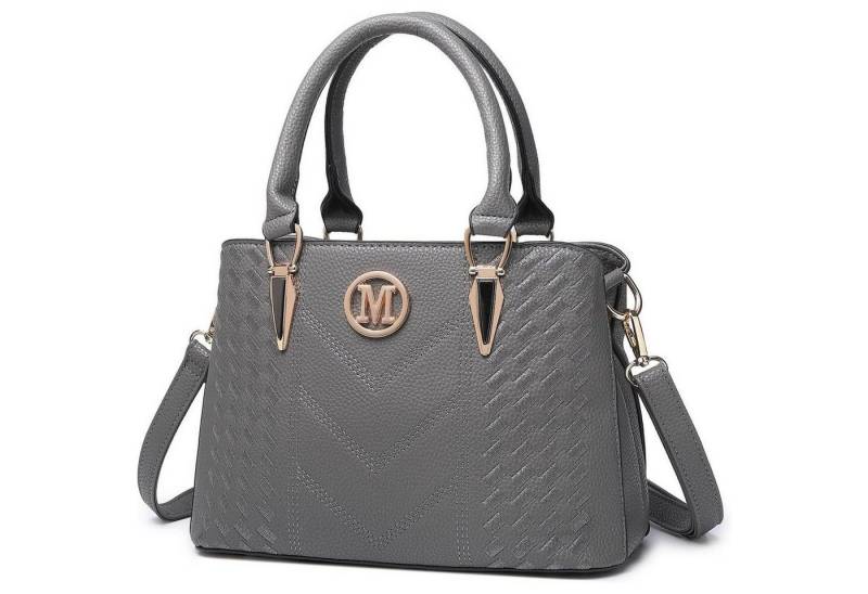 LuxusKollektion Henkeltasche Handtasche Damen Henkeltasche Schultertasche Lychee Muster 1-4 Grau von LuxusKollektion