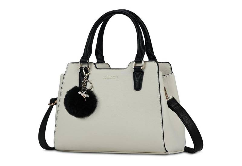 LuxusKollektion Henkeltasche Handtasche Damen Leder Henkeltasche Schultertasche Beige von LuxusKollektion