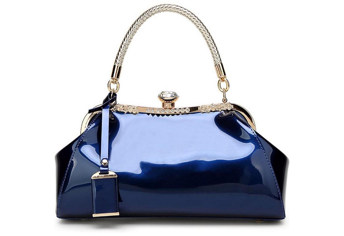 LuxusKollektion Henkeltasche Handtasche Damen PU Lackleder Hochzeit Henkeltasche Königsblau von LuxusKollektion