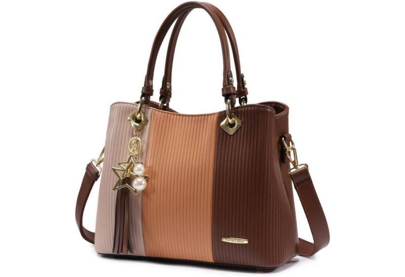 LuxusKollektion Henkeltasche Handtasche Damen Umhängetasche Gestreift Rosé-terrakotta von LuxusKollektion