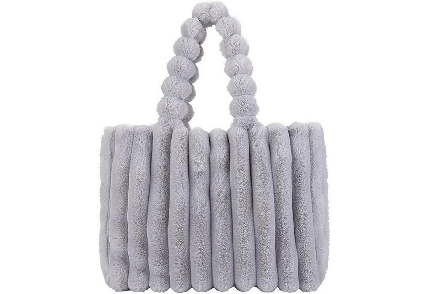LuxusKollektion Henkeltasche Handtasche Plüsch Umhängetasche Hobo Shopper Damen Grau Groß von LuxusKollektion