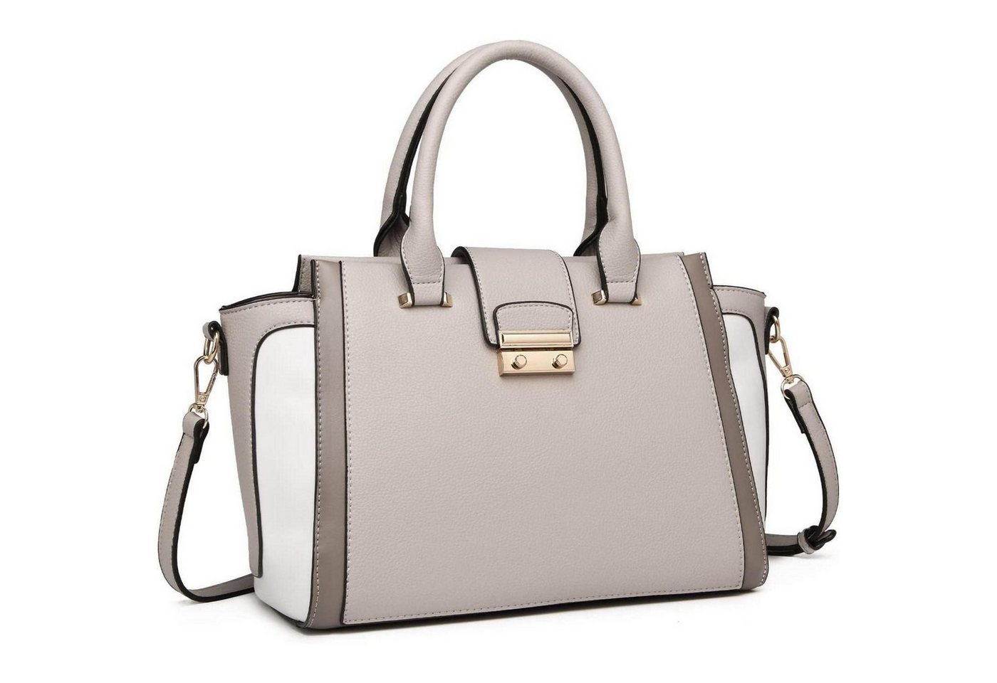 LuxusKollektion Henkeltasche Henkeltasche Damen PU Leder Umhängetasche Shopper 3-2 Grau von LuxusKollektion
