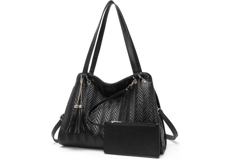 LuxusKollektion Hobo Damen Handtasche Leder Henkeltasche Hobo Schultertasche mit Quasten von LuxusKollektion