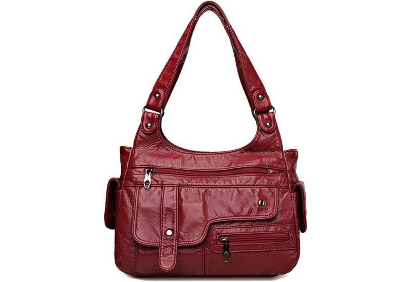 LuxusKollektion Hobo Handtasche Damen Hobo PU Leder Vintage Schultertasche Retro Rot von LuxusKollektion