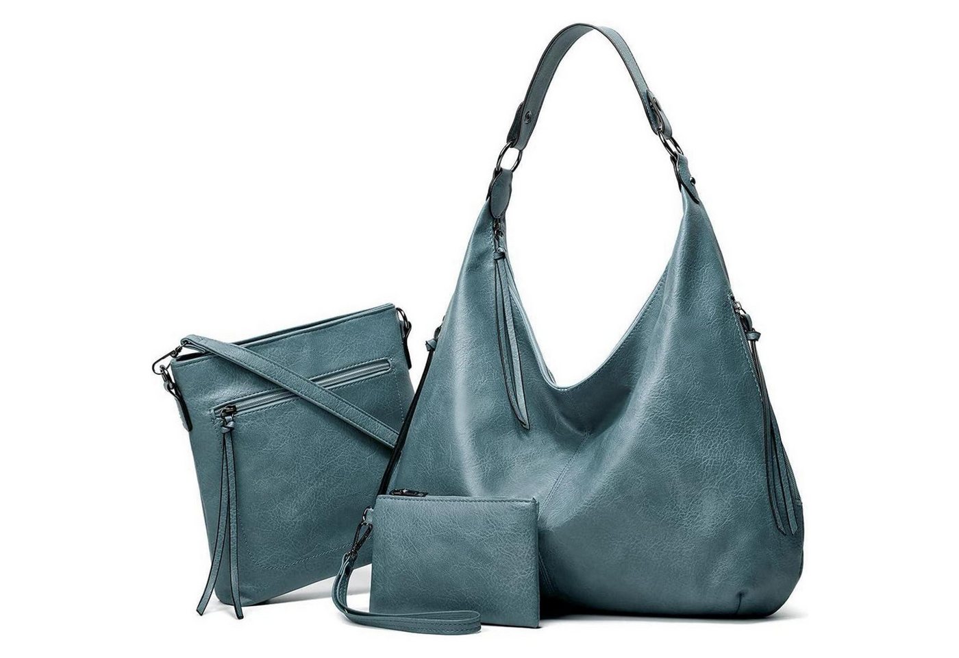 LuxusKollektion Hobo Handtasche Damen Tote PU Leder Blauer Dreiteiliger Anzug von LuxusKollektion