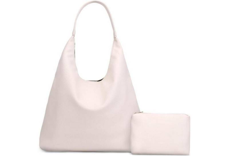 LuxusKollektion Hobo Handtasche Hobo Shopper Schultertasche Damen Leder Vintage B6-beige von LuxusKollektion