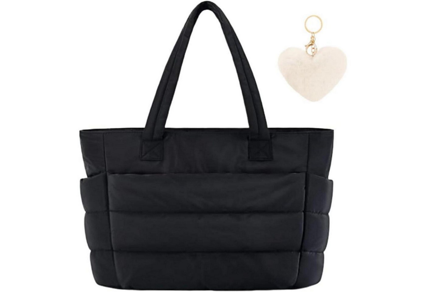LuxusKollektion Hobo Schultertasche Damen Puffer Hobo Shopper #4 Schwarz-c (35 X 26 X 14cm) von LuxusKollektion