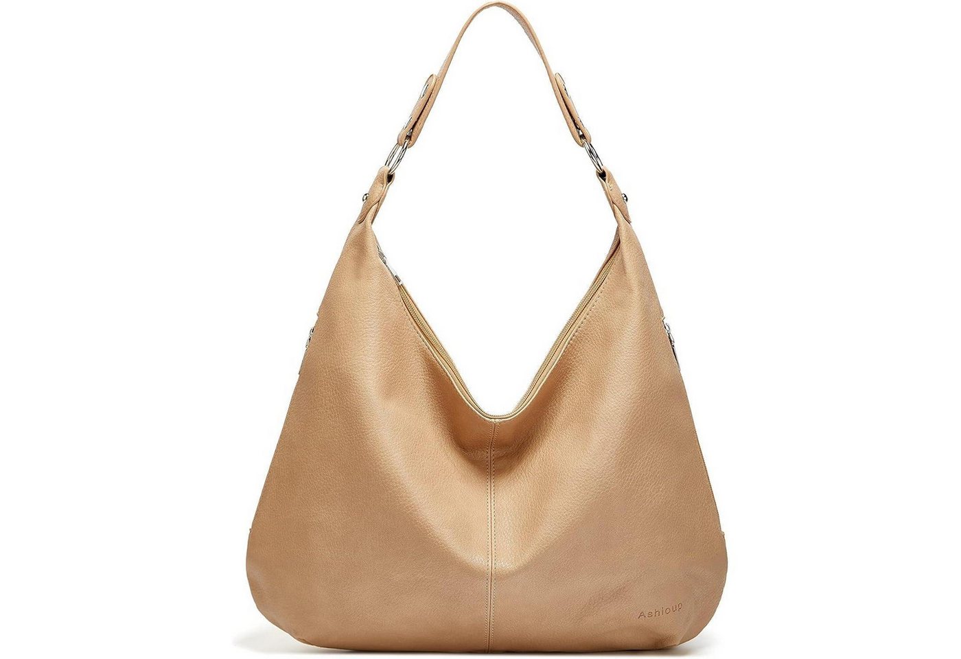 LuxusKollektion Hobo Tasche Tote Hobo Schulter PU Leder Reißverschluss Damen Aprikose von LuxusKollektion