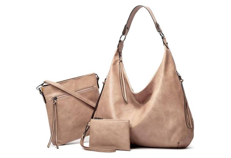 LuxusKollektion Hobo Tote Bag Damen Hobo Schultertasche PU Leder Aprikosengrau von LuxusKollektion