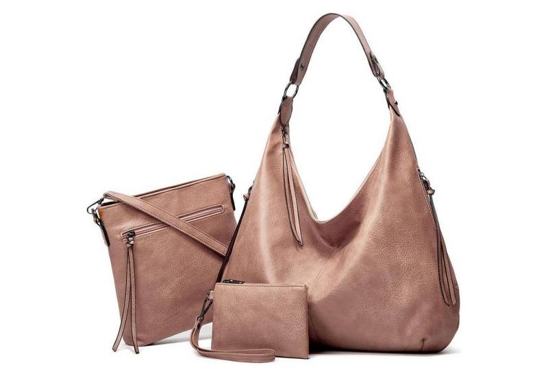 LuxusKollektion Hobo Tote Bag Damen PU Leder Hobo Schulter Rosa Dreiteiliger Anzug von LuxusKollektion